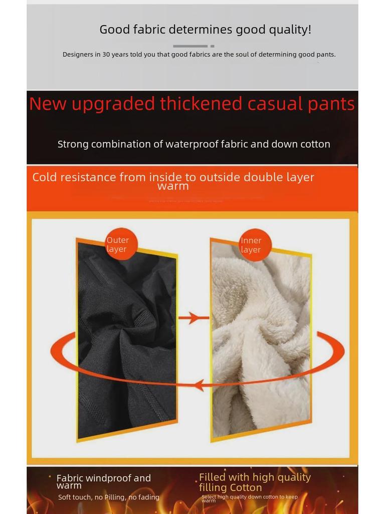 Men's Lambskin-Style Velvet-Lined Winter Cotton Pants