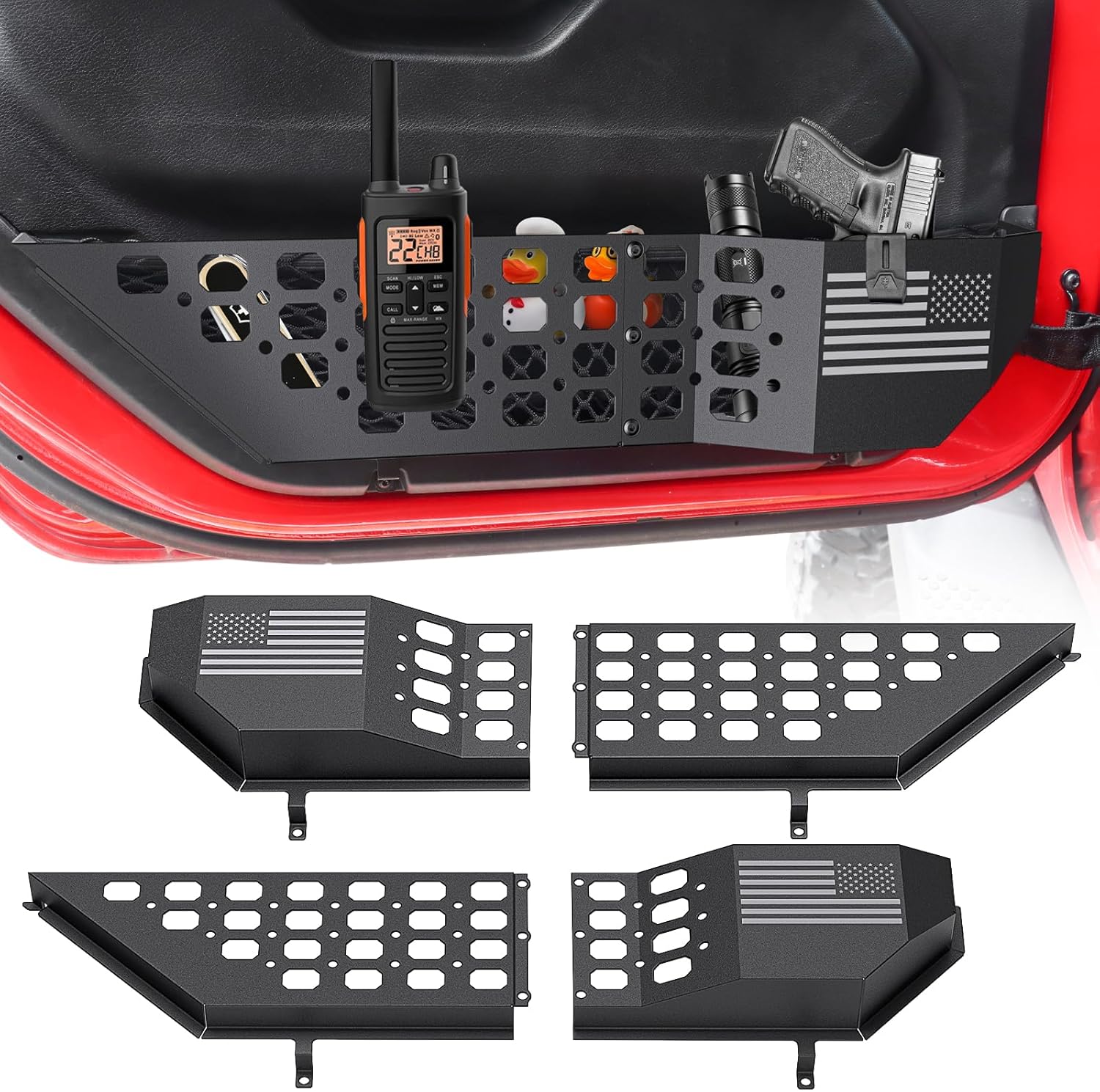

Set Metal Front Door Pocket Storage Box for Jeep Wrangler JL JLU 4XE 2018+ & Gladiator JT 2020+(Not for Power Seats), 4PCS