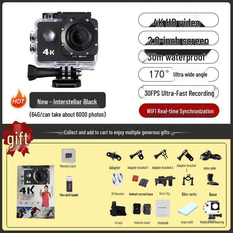 4K Waterproof 360° Panoramic Action Camera for Motorcycle & Fishing