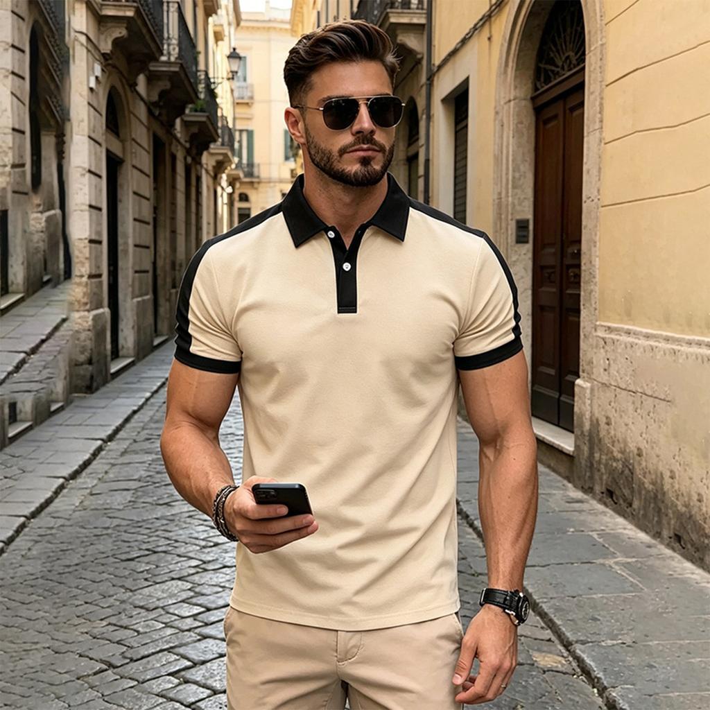 Men's Benbu Multi-color Slim-fit Plaid Short-sleeved Button-down Shirt