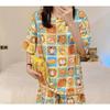 GMXIA Cute Panda Pajamas for Women In Summer, Short Sleeves and Shorts, Large-sized and Thin Summer Casual Home Wear Set