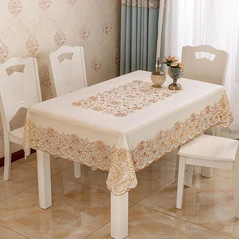 PVC Hot Stamping Desk Cover Waterproof Scald Proof Oil Proof Wash Free Table Mat Household Coffee Rectangular Table Cloth