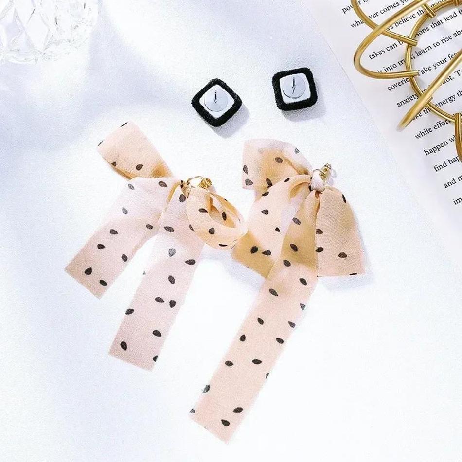 Ribbon Polka Bow Earrings Trendy Earrings Personalized Creative Gifts Accessories Fashion Decor Fashion Simple Girl's Earrings