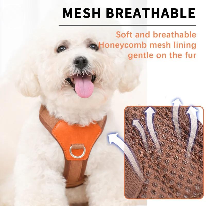 Adjustable Dog Harness Vest for Small Medium Dogs French Bulldog Chihuahua Puppy No Pull Pet Harness with Leash Set Reflective