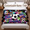 Soccer Theme Soft Blanket Personalized Custom Name Text Print Warm Blanket Home Sofa Bedroom Decor