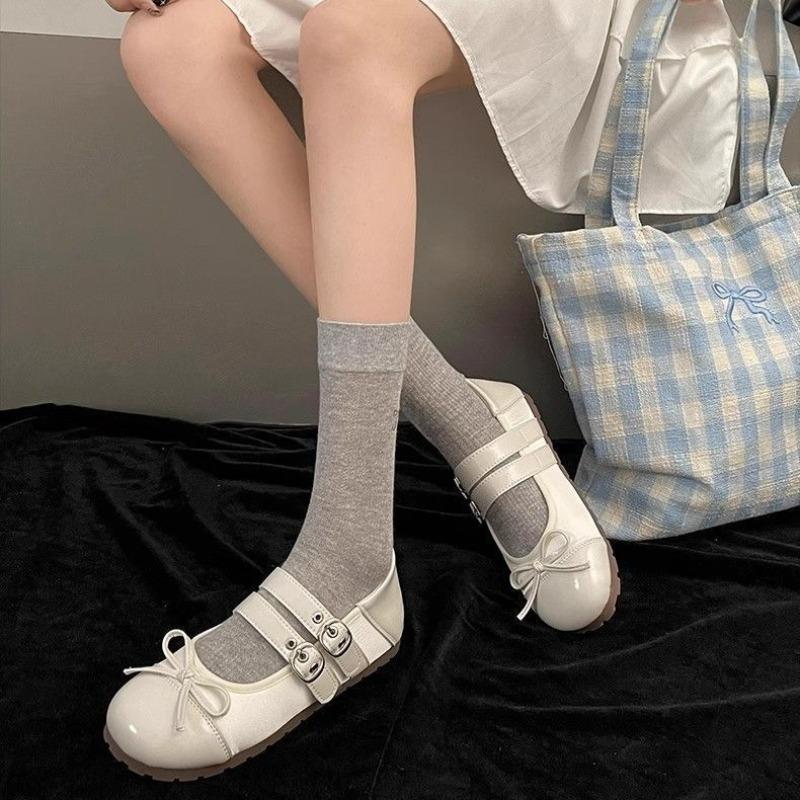 Silver Mary Jane Flat Leather Shoes Summer New Versatile Niche Design with Lolita Single Shoes