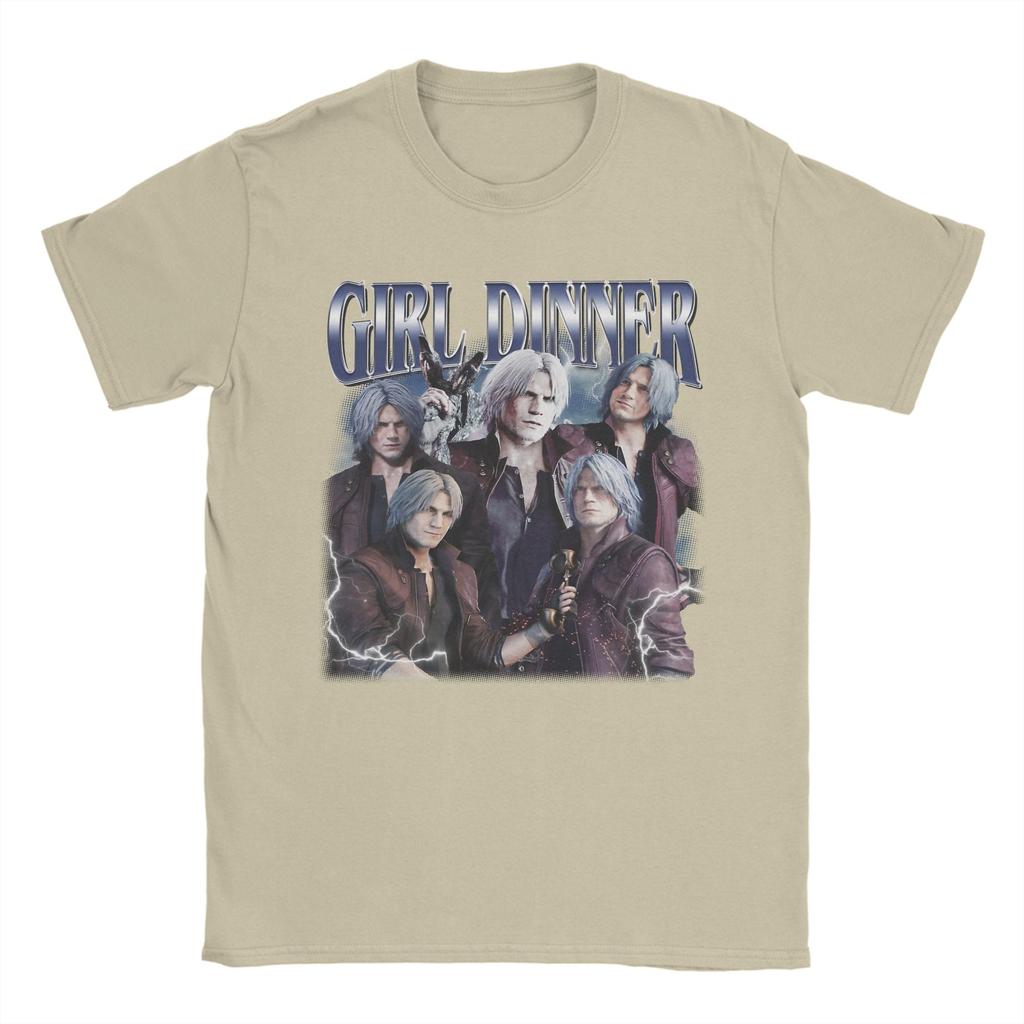 Men Dante Devil May Cry Girl Dinner T Shirts  Cotton Clothes Novelty Short Sleeve Round Collar Tees Classic T-Shirts