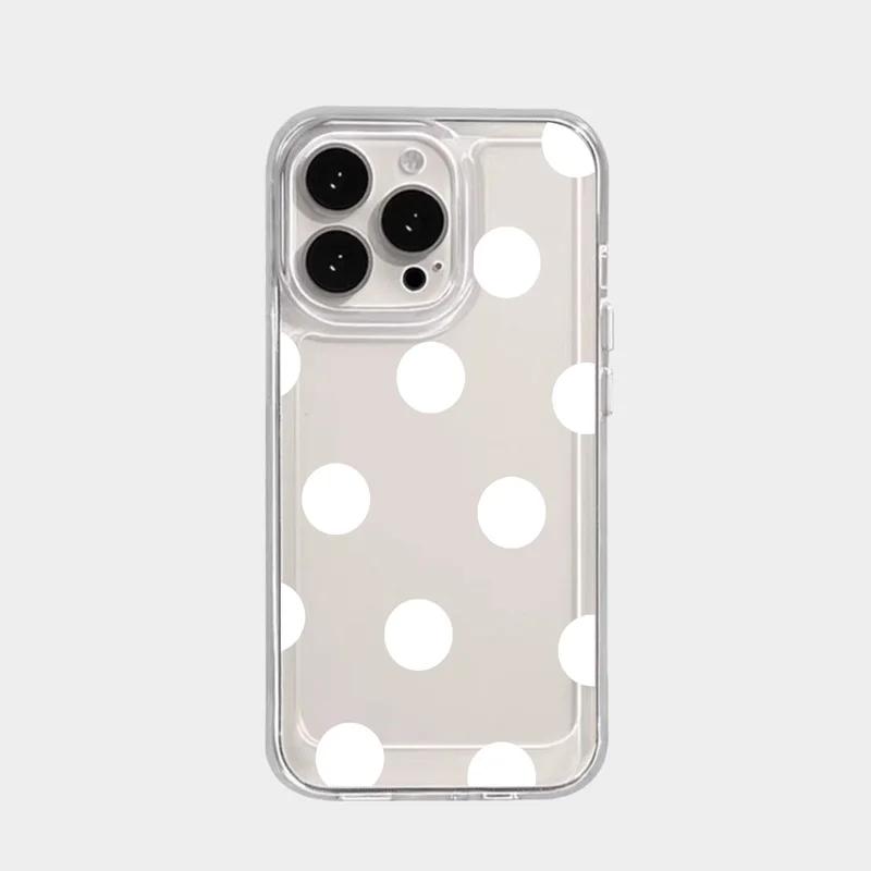 Simple Polka Dots Pattern Phone Case For Samsung S25 S24 Ultra S23 S22 S21 S20 S23FE S21FE Korean INS Soft Cover Case