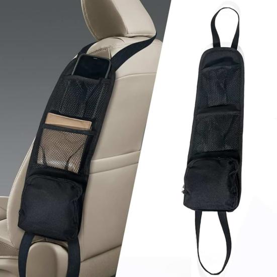 2Pcs Car Storage Bags Multi-Pocket Design Large Capacity Zipper Design Universal Automobile
