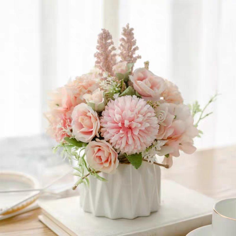 Realistic Artificial Flower Bonsai Rope Eternal Life Simulation Plant Bonsai with Ceramic Flowerpot No Watering