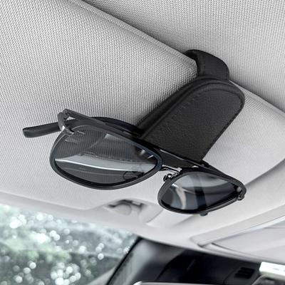 Sonnenbrillenhalter, Auto-Sonnenbrillenhalter, Schwarz/Grau, PU-Leder, Stark magnetisch, Auto-Brillenhalter, Brille