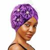 2022 Women Flowers Turban Hat Muslim Headwear Hijab Caps Diamonds Turbante Bonnet Ready to Wear Islamic Wrap India Cap