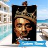 Custom Name Hip Hop Heart In Space Adventure Microfiber Beach Towel, Lightweight for Summer Travel, Swimming Pool Fan Gift