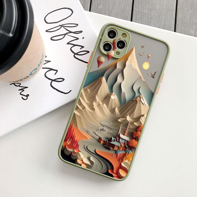 Landscape Printing phone case For iPhone 17 16 15 14 11 12 13 Pro Max Mini 16 Plus XS X XR Creative Mountains Shockproof Cover