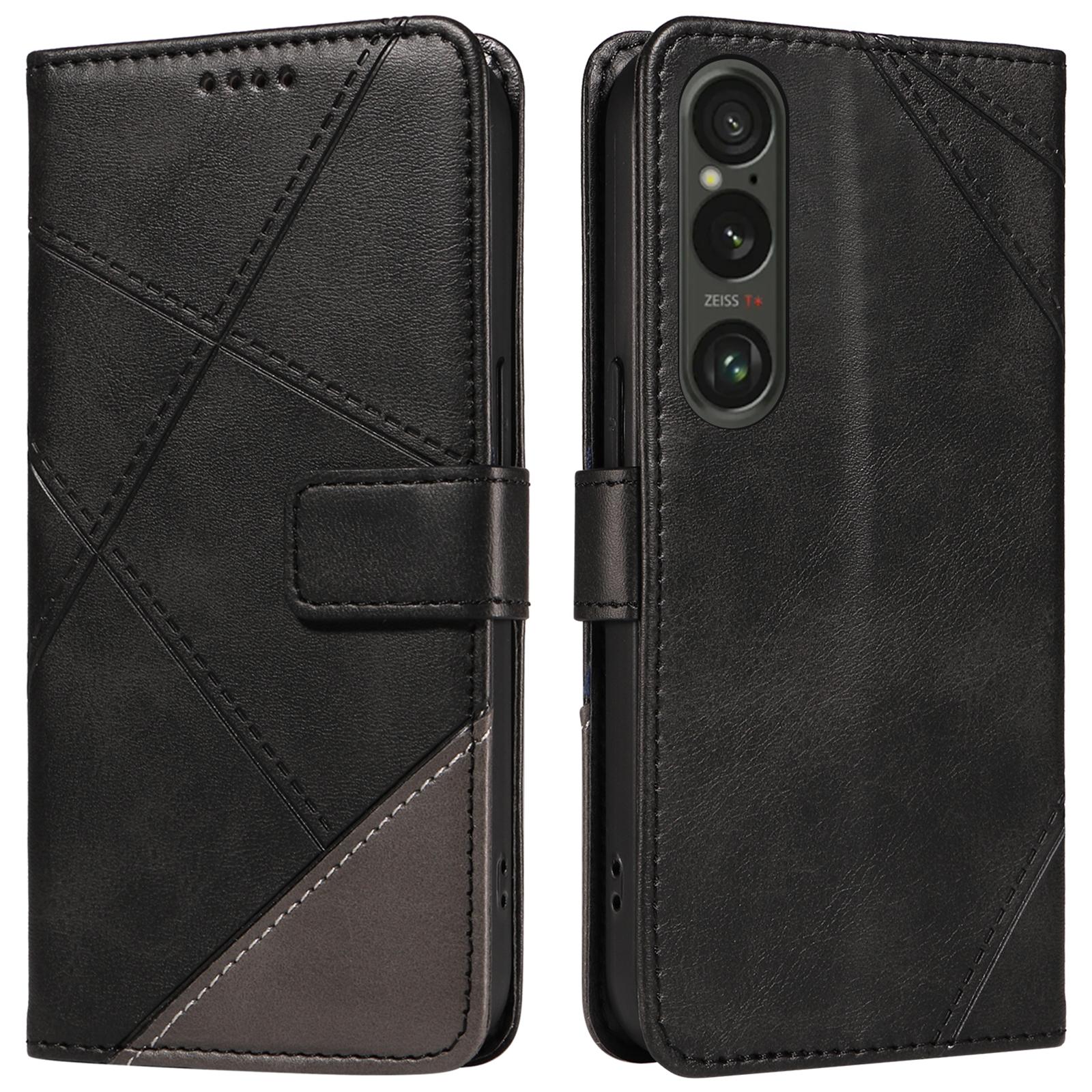 

Чехол для Sony Xperia 1 VI Геометрический кошелек Кожаный чехол для телефона Складная подставка Black