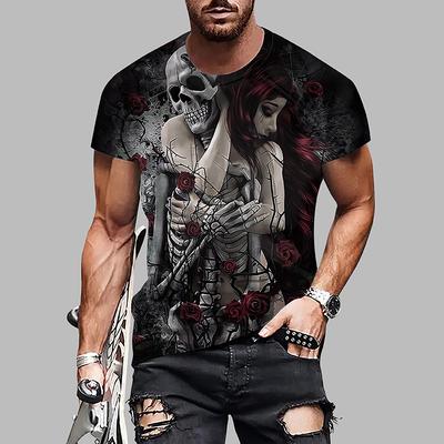 Neues Sommer Herrenmode T-Shirt Persönlichkeit Skelett Gedrucktes Herren T-Shirt Top