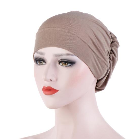 Women Small Solid Color Soft Knotted Night Sleep Beanie Bonnet Chemo Hat Cover