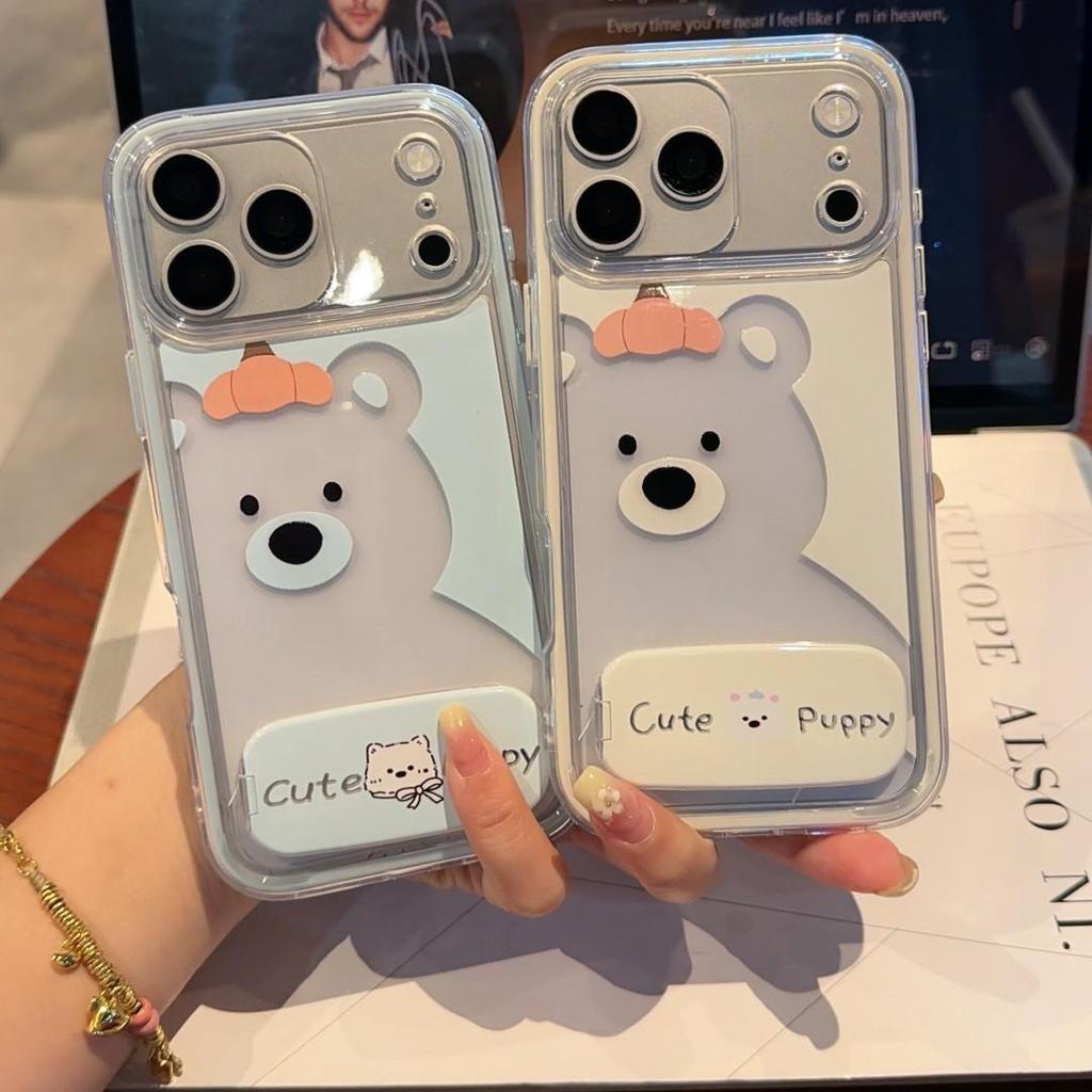 Color-Blocking 2-in-1 Little Bear Phone Case for Oppo Find X9 Pro/Reno 15 Cute Reno 12/13