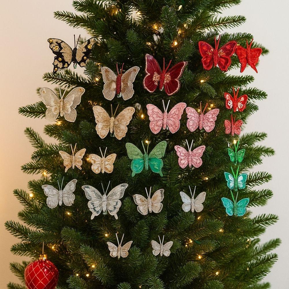 Colorful Butterfly Christmas Decoration Plastic Feather Christmas Tree Decorations  Xmas New Year