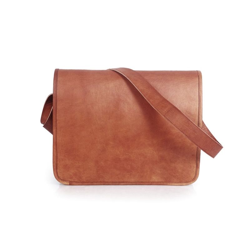 Leather Laptop Bag | Handmade Goat Leather Messenger Satchel | Vintage Crossbody Office Bag for Men & Women | Leather Briefcase