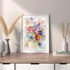 Nordic Modern Watercolor Abstract Floral Bouquet Living Room Bedroom Decoration Canvas Painting Plant Painting for Living Room Bedroom Decor