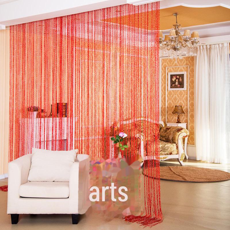 Korean-Style Silver Silk Partition Curtain, 1m X 2m, for Door, Porch, Living Room, or Bedroom.
