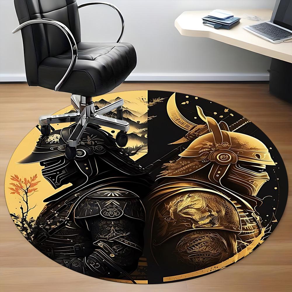 1pc Samurai Armor Chair Carpet for Office Non Slip, Machine Washable Rug for Office, Room Holiday Decor for Christmas, Birthday Polyester