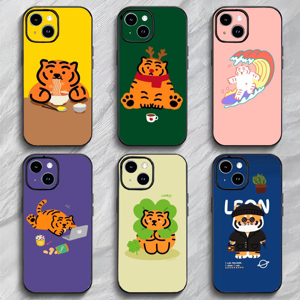 Cute Cartoon M-MUZIK T-TIGER Phone Case Black Matte Thin Phone Case For iPhone17 16 15 14 13 ProMax