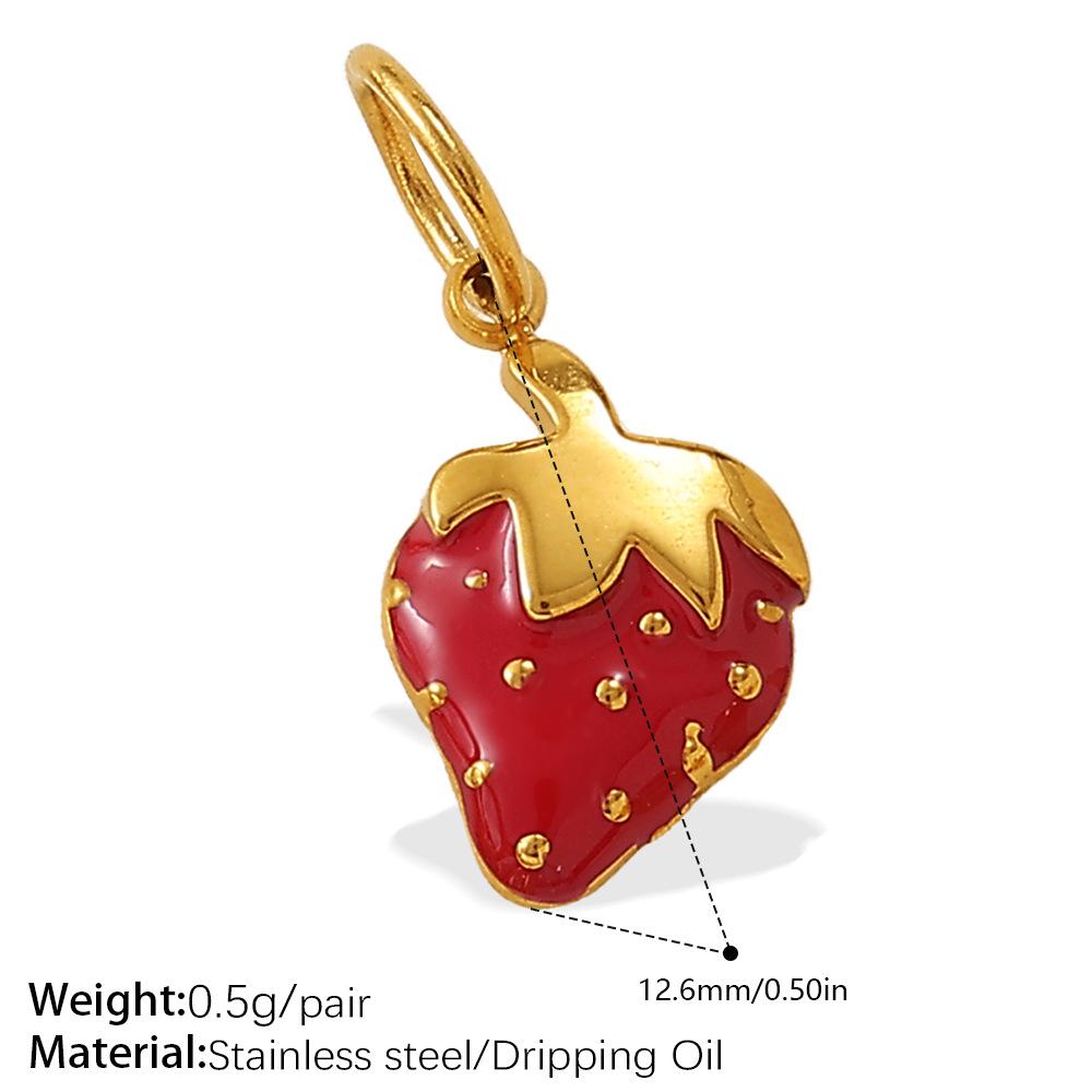 Cartoon Oil Dripping Fruit Diy Pineapple Pendant Stainless Steel Gold-Plated Dopamine Accessories