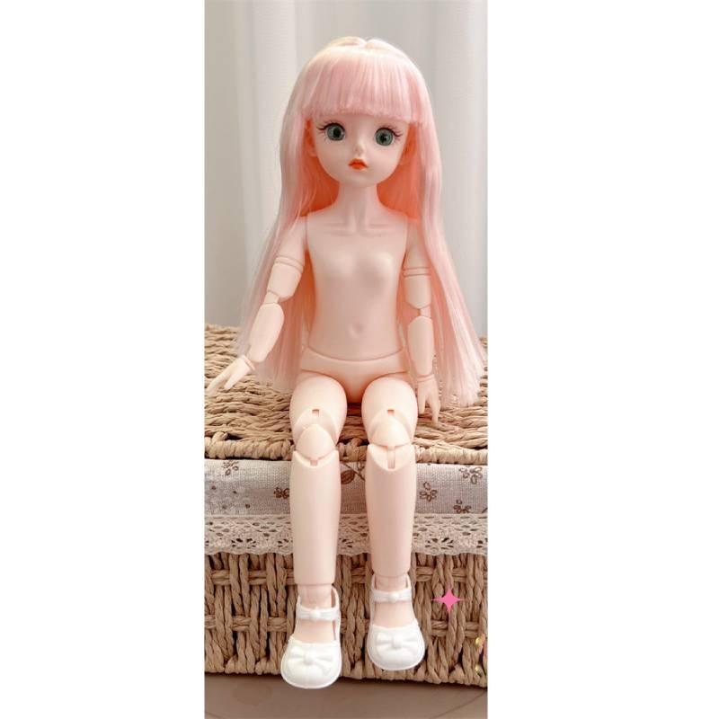 30cm Multi Contact Lenses Bjd Doll Toy Straight Curly Hair Articular Mobility