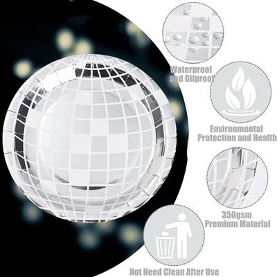 Plato desechable para fiesta de discoteca, 25 uds., brillante, Vintage, boda, cumpleaños, años 70/80, decoración de mesa de fiesta temática, juego de vajilla de papel de calidad alimentaria