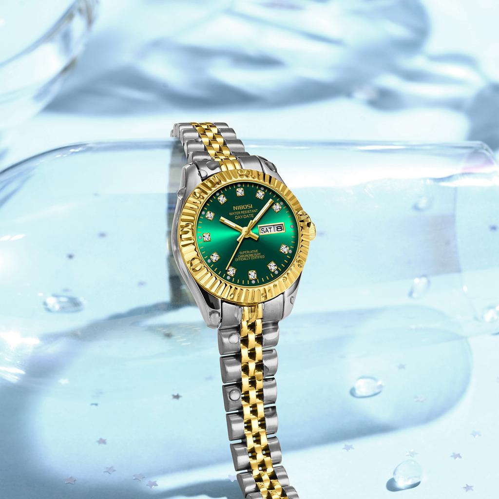 Watch Simple Temperament Women'S Light Luxury Watch Retro Niche Calendar Small Green Women'S Watch