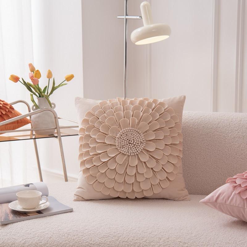 Luxury 3D Flower Plush Pillow Cover Soft Short Velvet Decorative Cushion Case for Sofa Home Party Decoration Cushion Cover