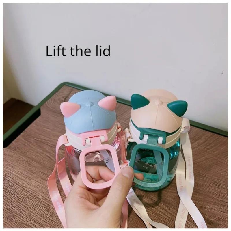 1PC 550ML Kids Water Sippy Cup Creative Cartoon Baby Feeding Cups with Straws Leakproof Water Bottles Outdoor Childrens Cup
