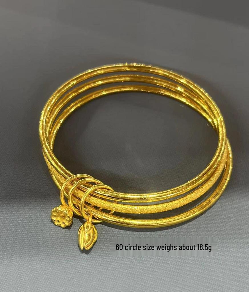 Shajin Jewelry Lotus Pod Bangle: Three Lives, Three Worlds Fu Character - Luxury Women's Imitation Gold Accessory.