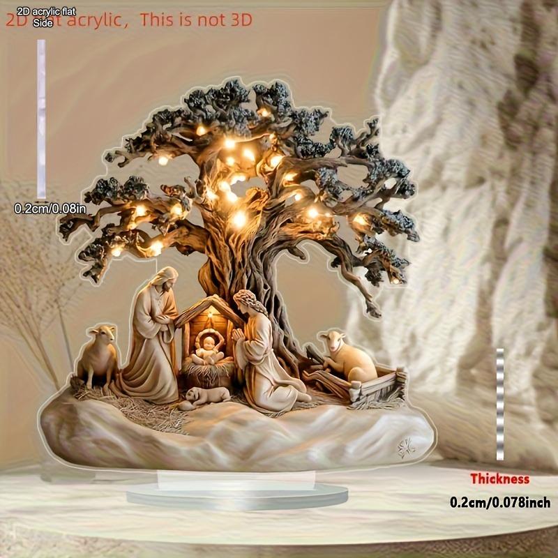 

2D Flat Bohemian Acrylic Christmas SceneTabletop Decoration, Shepherds and Sheep, Suitable for wall decoration, porch, room, villa, accents Home, Hall 15*15CM