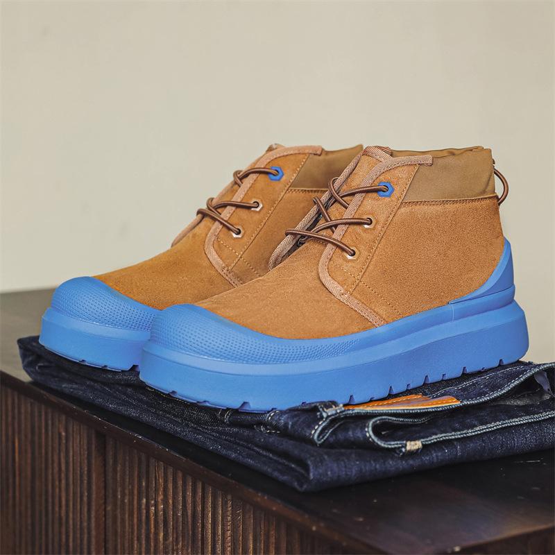 

Snow boots men s winter fleece fur integrated non-slip fleece thickened waterproof cotton shoes autumn medium tube short boots 39