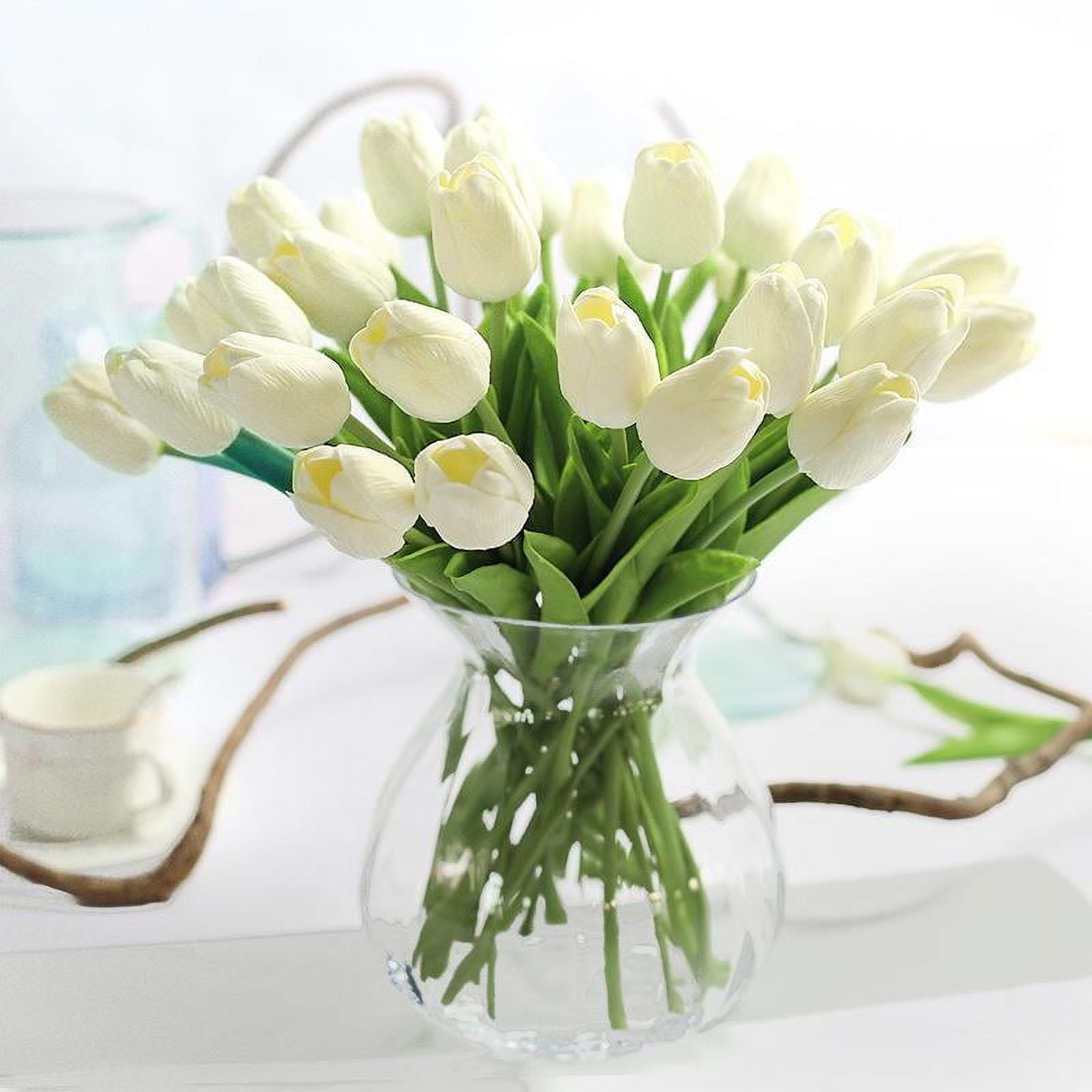 

Tulips Artificial Flowers 18Pcs Faux Silk Tulip Real Touch Tulip Fake Flowers Bouquets Arrangements for Valentine’s Day Mother s Day Flower Gifts білий