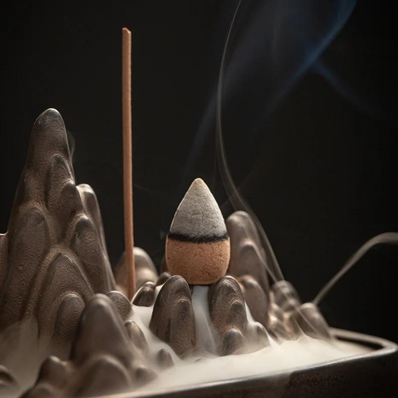 Chinese Back Flow Incense Burner Household Ceramic Rockery Wire Incense Insert Creative Desktop Incense Burner Decoration