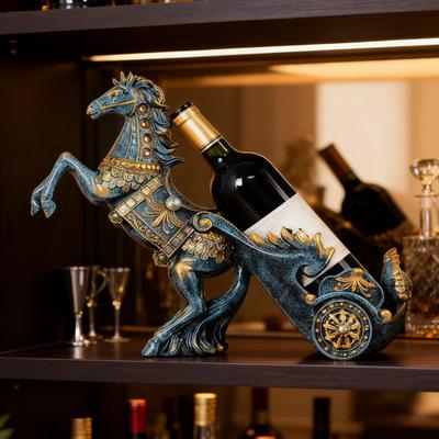 Vintage Horse Wine Bottle Holder Resin Horse Statue Sculpture Beer Bottle Display Stand Organizer Rack Home Kitchen Bar Dining Table Decoration