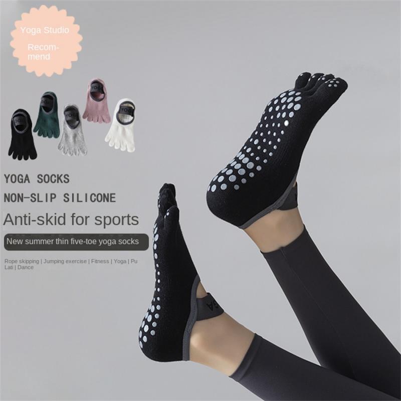 New Women Anti Slip Pilates Socks Five Toe Silicone Non-Slip Yoga Sock Bandage Ballet Dance Ladies Fitness Sports Cotton Sock