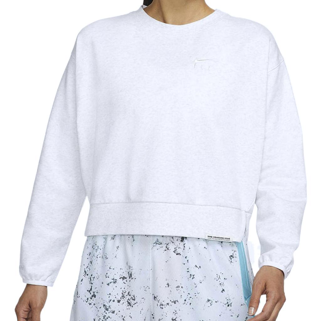 Nike As W Nk Standard Issue Crew Embroidered Logo Knit Sports Round Neck Sweatshirt Women Sweatshirt White DD9256-051
