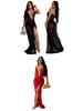 Sexy durchsichtiges Netzkleid mit hohem Schlitz für Damen