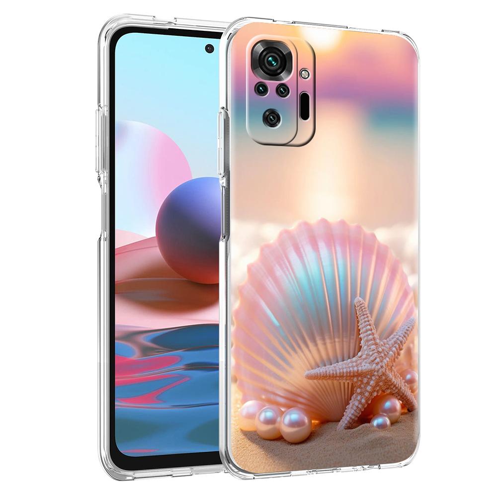 

Прозрачный чехол для телефона для Redmi 14C 13C 10C 10 9 Note 13 12 11 K50 K40 Plus Pro 4G 5G Мягкий ТПУ чехол с узором из ракушек и морских звезд for Redmi 14C