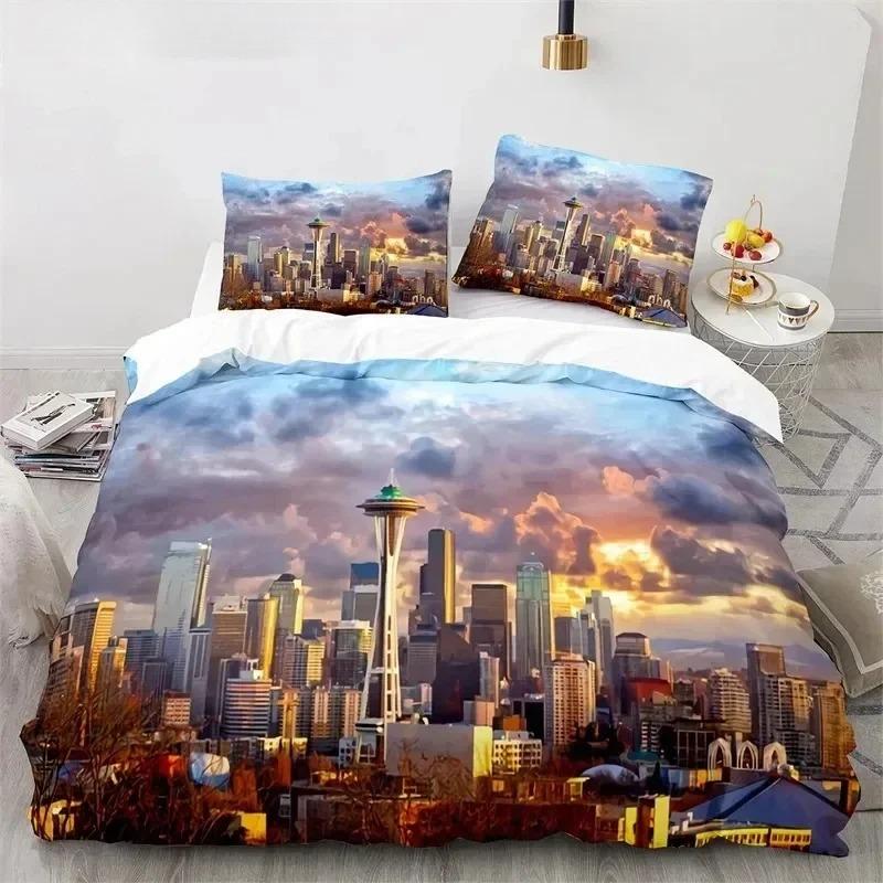 Statue Of Liberty Duvet Cover King Size Microfiber World Famous Building Bedding Set New York Landmark Cityscape Comforter Cover