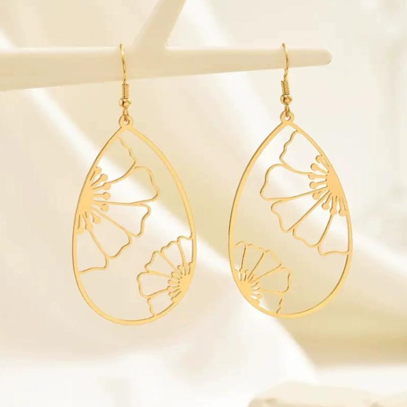 Orecchini Pendenti alla Moda e Trendy a Forma di Goccia d'Acqua Buchinata, Accessori Personalizzati per Feste e Regali per Donne
