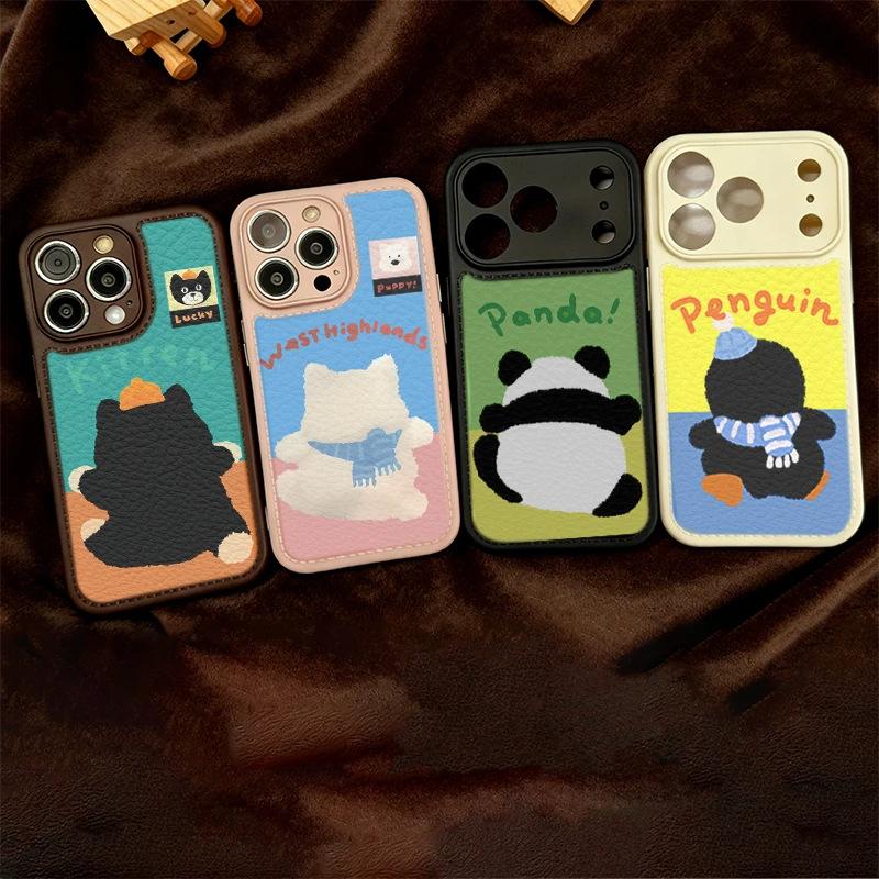 Cute Scarf Penguin Bear for Apple iPhone17Promax Mobile Phone Case IP16 Candy Air Cushion 15 Women