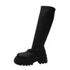 Aber Kniestiefel Damen Herbst neue elastische dünne Stiefel kleine dicksohlige hohe Ritterstiefel