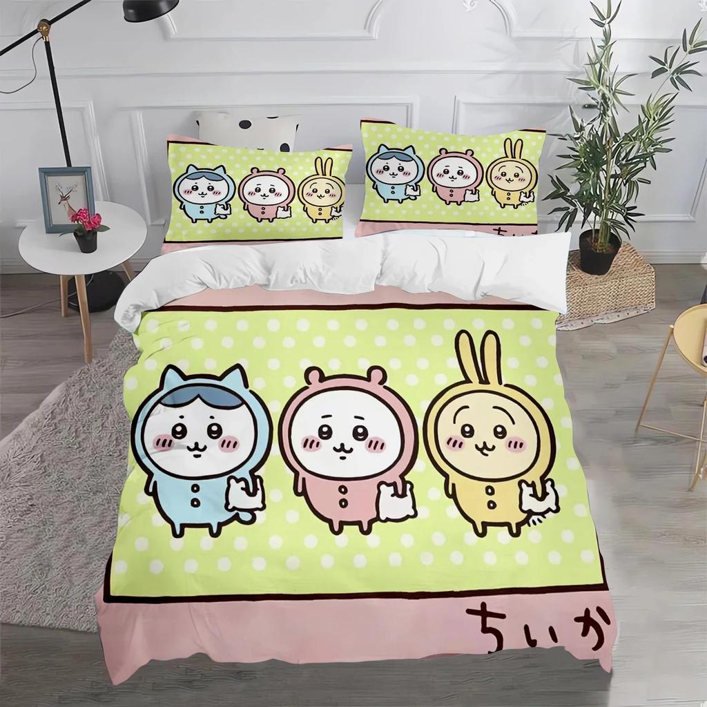 Ensemble Housse de Couette Confortable en Polyester Motif Dessin Animé Avec Housse de Couette et Taies d'Oreiller Tailles King Queen Twin Pour Garçons Filles et Enfants