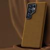Premium Suede Leather Phone Case For Samsung Galaxy S25 Ultra S24 Plus Magnetic Wireless Charging Metal Camera Protection Cover